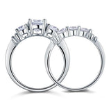 1.25ct Classic Diamond 3 Stone, Bridal Ring Set, 925 Silver