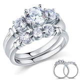 1.25ct Classic Diamond 3 Stone, Bridal Ring Set, 925 Silver