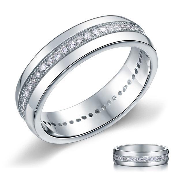 0.75ct Men's Diamond Wedding Band Set In Solid Sterling Silver 925