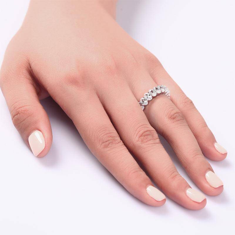 5.50ct Oval Cut Diamond Eternity Ring, 925 Sterling Silver