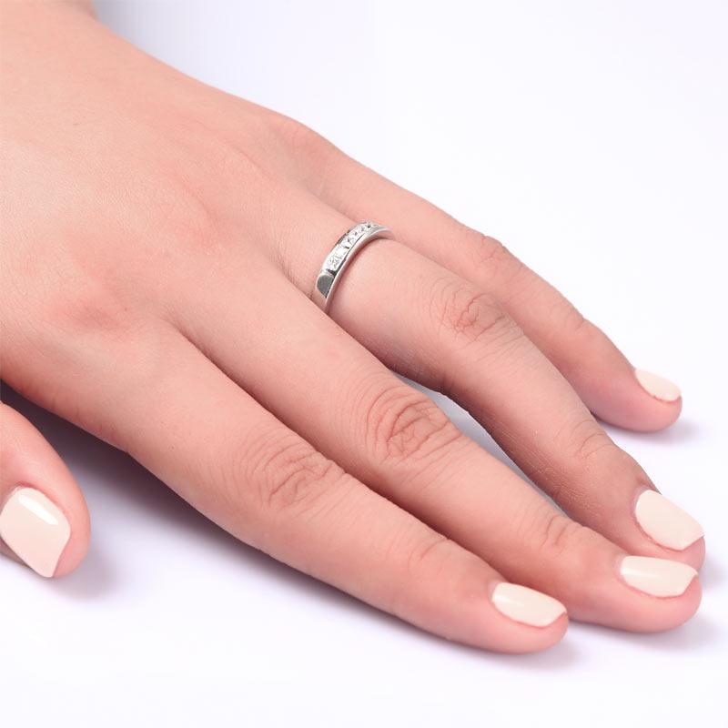 0.40ct Princess Cut Diamond Half Eternity Ring, 925 Sterling Silver