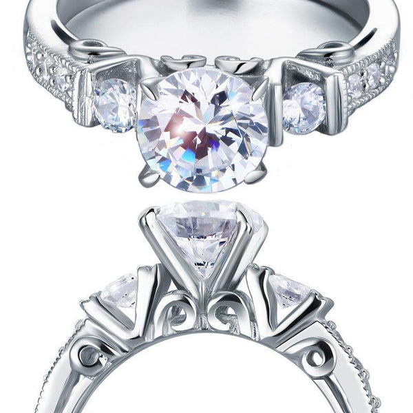1.25ct Vintage Diamond Engagement Ring, Round Brilliant Cut, 925 Silver