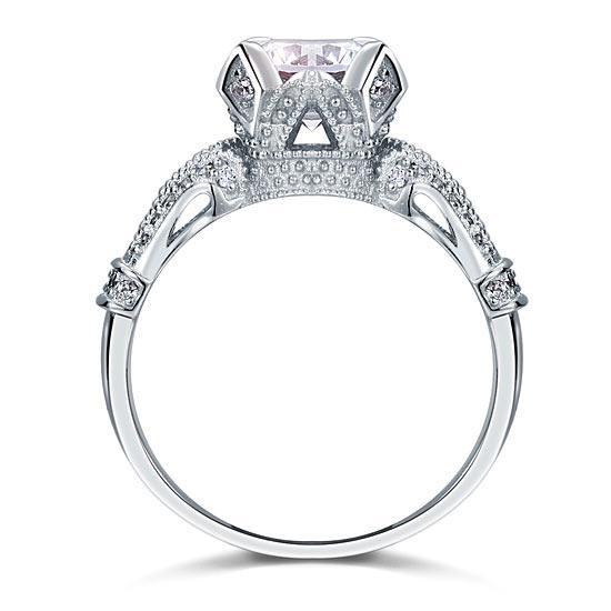 2.00ct Vintage Diamond Engagement Ring, Round Brilliant Cut, 925 Silver