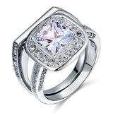 2.00ct Princess Cut Diamond Halo Bridal Ring Set, 925 Sterling Silver