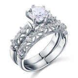 1.25ct Vintage Round Cut Diamond Bridal Ring Set, 925 Sterling Silver