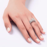 1.00ct Vintage Princess Cut Diamond Bridal Ring Set, 925 Sterling Silver
