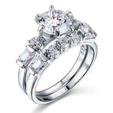 2.00ct Vintage Round Cut Diamond Bridal Ring Set, 925 Sterling Silver