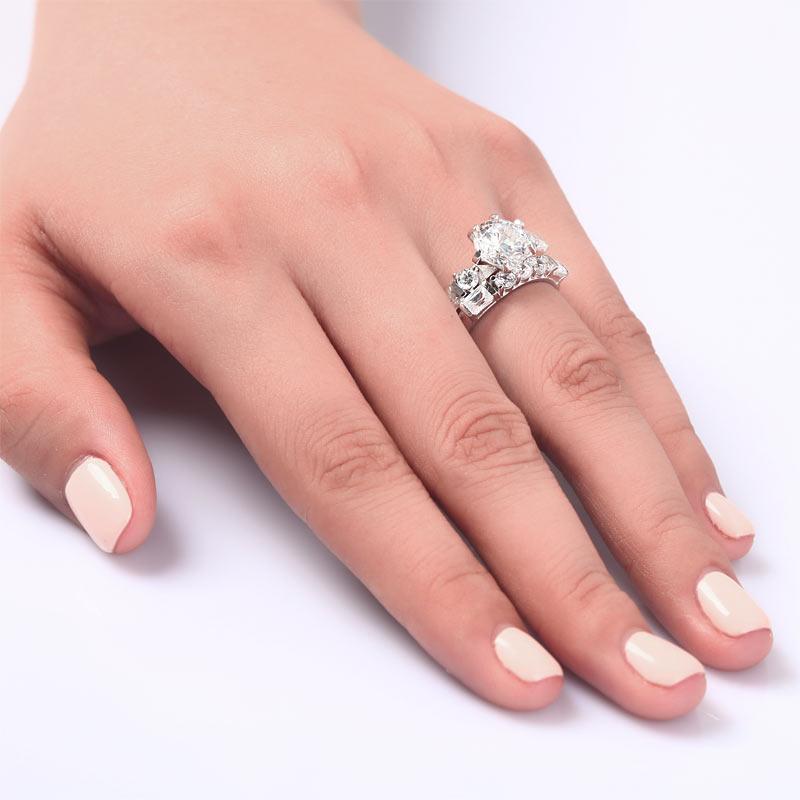 2.00ct Vintage Round Cut Diamond Bridal Ring Set, 925 Sterling Silver