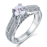 1.00ct Vintage Round Cut Diamond Engagement Ring, 925 Sterling Silver