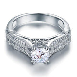 1.00ct Vintage Round Cut Diamond Engagement Ring, 925 Sterling Silver