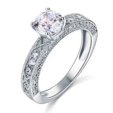 1.25ct Vintage Round Cut Diamond Engagement Ring, 925 Sterling Silver