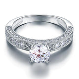 1.25ct Vintage Round Cut Diamond Engagement Ring, 925 Sterling Silver