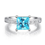 1.50ct Princess Cut Blue Diamond Engagement Ring, 925 Sterling Silver