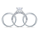 1.50ct Princess Cut Diamond Brdial Ring Set, 925 Sterling Silver
