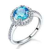2.00ct Blue Diamond Halo Engagement Ring, 925 Sterling Silver