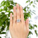 5.00ct Cushion Cut Diamond Halo Bridal Ring Set, 925 Sterling Silver