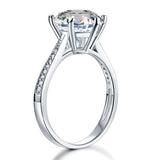 3.00ct Classic Brilliant Cut Diamond Engagement Ring, 925 Silver