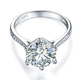 3.00ct Classic Brilliant Cut Diamond Engagement Ring, 925 Silver