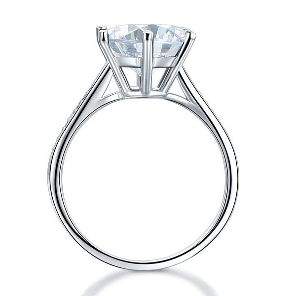 3.00ct Classic Brilliant Cut Diamond Engagement Ring, 925 Silver