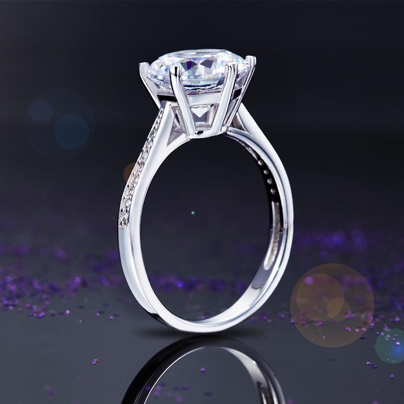 3.00ct Classic Brilliant Cut Diamond Engagement Ring, 925 Silver