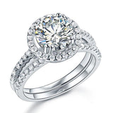 2.00ct Art Deco Diamond Halo, Bridal Ring Set, 925 Silver