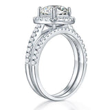 2.00ct Art Deco Diamond Halo, Bridal Ring Set, 925 Silver