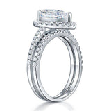2.00ct Pear Cut Diamond Halo Bridal Ring Set, 925 Sterling Silver
