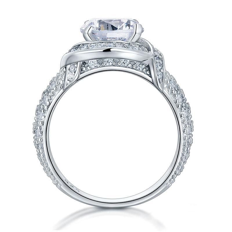 2.00ct Vintage Brilliant Cut Diamond Engagement Ring, 925 Silver
