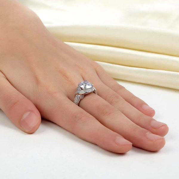 2.00ct Vintage Brilliant Cut Diamond Engagement Ring, 925 Silver