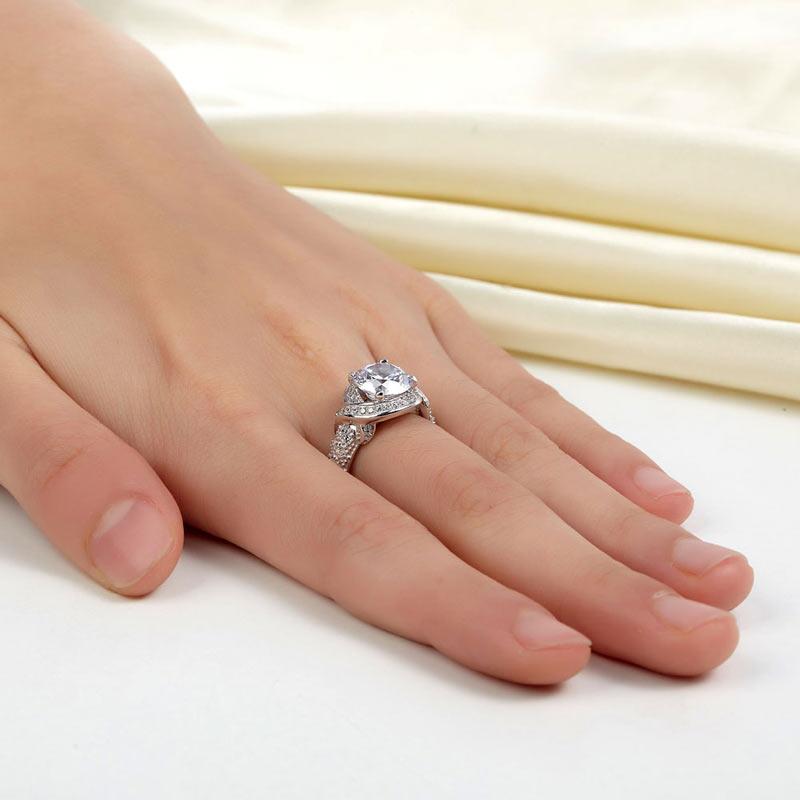 2.00ct Vintage Brilliant Cut Diamond Engagement Ring, 925 Silver