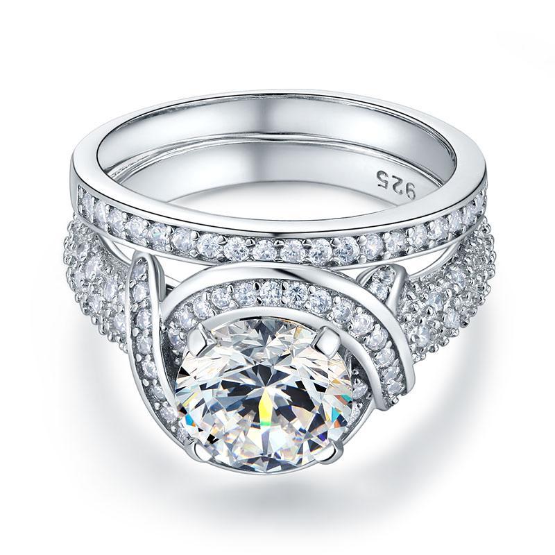 2.00ct Art Deco Diamond Bridal Ring Set, 925 Sterling Silver