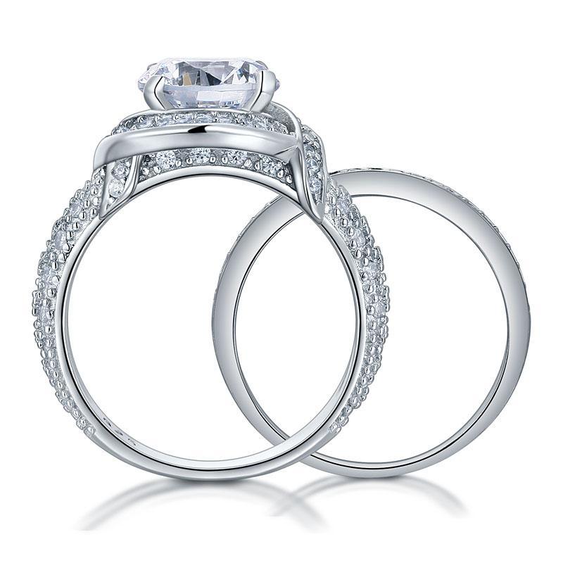 2.00ct Art Deco Diamond Bridal Ring Set, 925 Sterling Silver