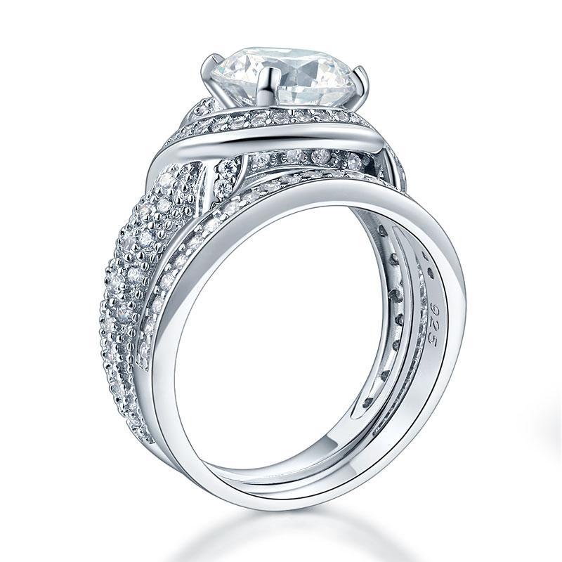 2.00ct Art Deco Diamond Bridal Ring Set, 925 Sterling Silver
