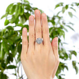 2.2ct Art Deco Diamond Halo Engagement Ring, Round Brilliant Cut, 925 Silver
