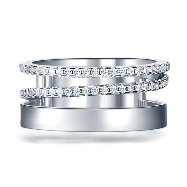 0.40ct Diamond Set Half Eternity Band, 925 Sterling Silver