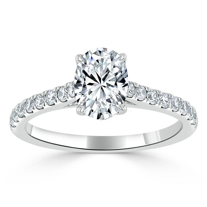 1.20ct  Oval Cut Moissanite Engagement Ring, Classic Style,  Available in White Gold, Platinum, Rose Gold or Yellow Gold
