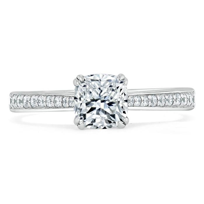 1.00ct  Cushion Cut Moissanite Engagement Ring, Classic Style,  Available in White Gold, Platinum, Rose Gold or Yellow Gold