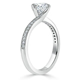 1.00ct  Round Cut Moissanite Twist Engagement Ring, Classic Style,  Available in White Gold, Platinum, Rose Gold or Yellow Gold