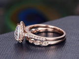 2.00ct Moissanite Ring Set, Pear Cut Halo, Colour F, Clarity VVS, Available in a Choice of Metals, Centre Stone 1.25ct