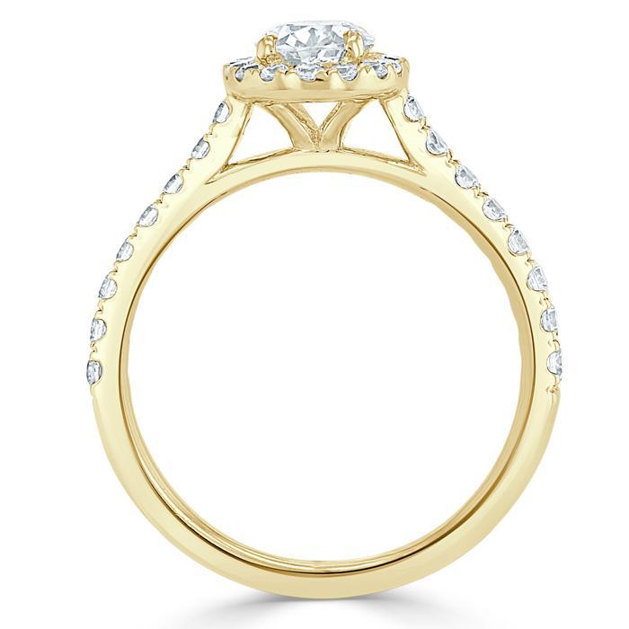 Lab-Diamond Oval Cut Halo Engagement Ring, Tiffany Style, Choose Your Stone Size and Metal