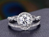 1.50ct Round Brilliant Cut Moissanite Engagement Ring Set, Available in Rose, White, Yellow Gold or Platinum, 1.00ct Main Stone