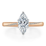 1.00ct Marquise Cut Moissanite Engagement Ring, Classic Style,  Available in White Gold, Platinum, Rose Gold or Yellow Gold