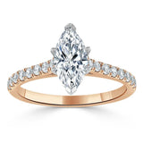 1.20ct Marquise Cut Moissanite Engagement Ring, Classic Style,  Available in White Gold, Platinum, Rose Gold or Yellow Gold