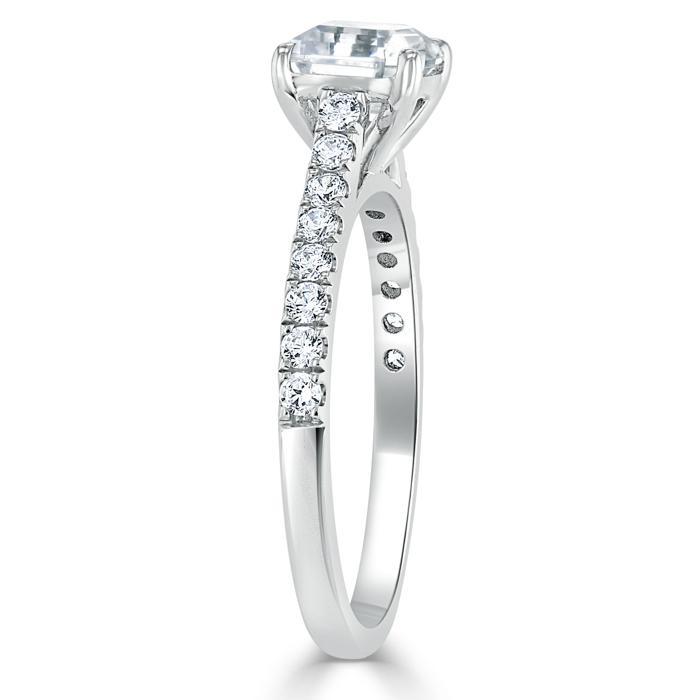 Lab-Diamond Asscher Cut Engagement Ring, Classic Style, Choose Your Stone Size and Metal