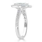 Lab-Diamond Marquise Cut Halo Engagement Ring, Tiffany Style, Choose Your Stone Size and Metal