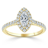 1.40ct Marquise Cut Moissanite Halo Engagement Ring, Tiffany Style,  Available in White Gold, Platinum, Rose Gold or Yellow Gold