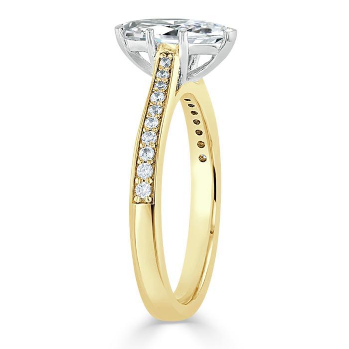 Lab-Diamond Marquise Cut Engagement Ring, Classic Style, Choose Your Stone Size and Metal