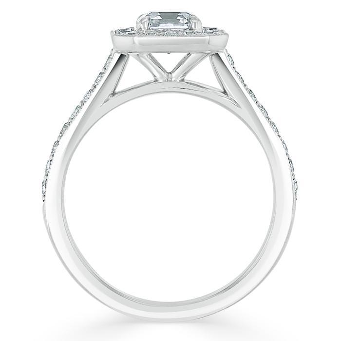 1.40ct Asscher Cut Moissanite Engagement Ring, Classic Halo, Available in White Gold, Platinum, Rose Gold or Yellow Gold