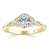 1.00ct Oval Cut Moissanite Engagement Ring, Vintage Style,  Available in White Gold, Platinum, Rose Gold or Yellow Gold