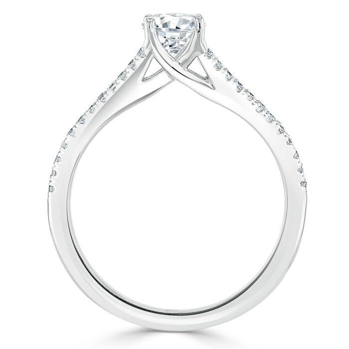 Lab-Diamond Oval Cut Engagement Ring, Split Shank, Choose Your Stone Size and Metal